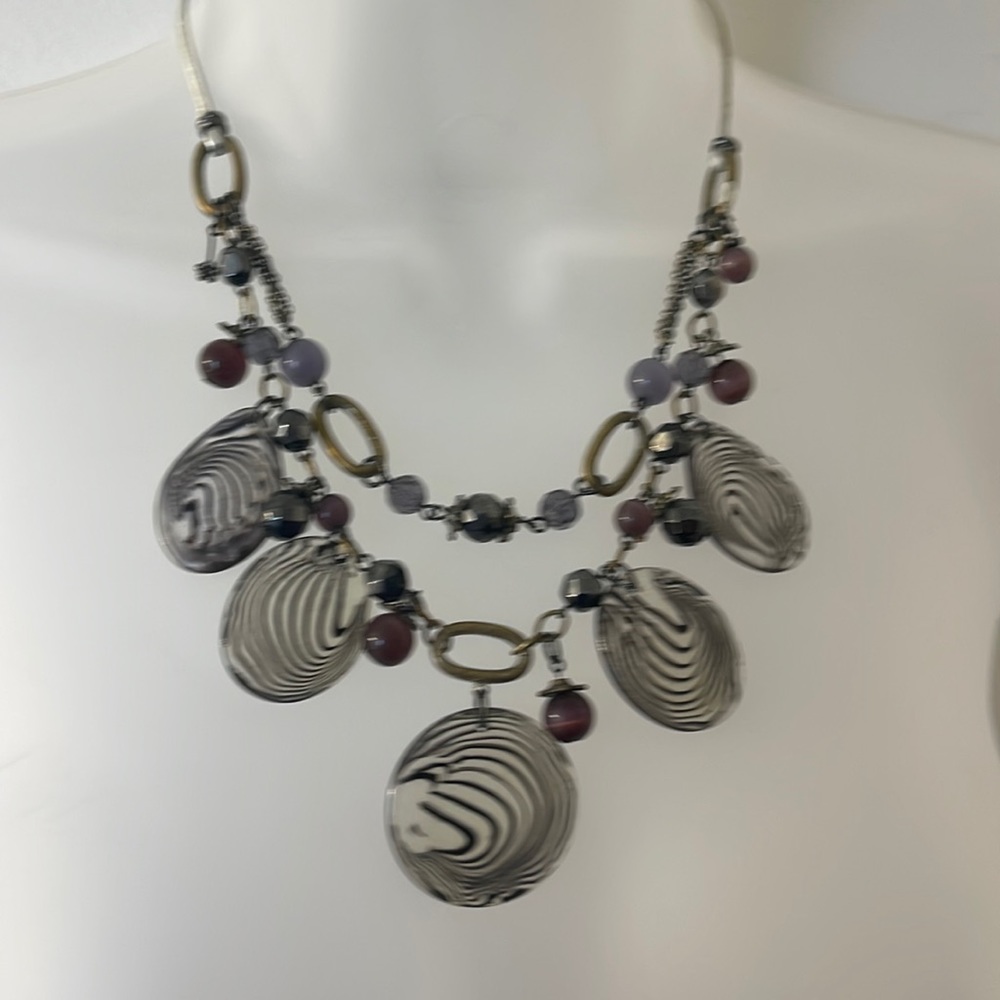 Purple and silver necklace with purple beading